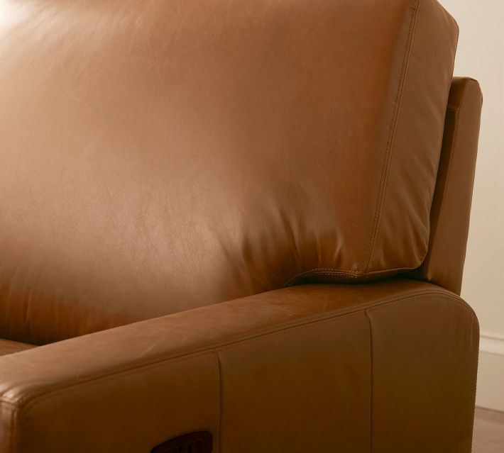 Leather sofa corner with stitch detail