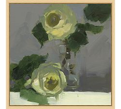 Yellow Roses Still Life Framed Canvas