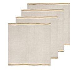 Handmade Block-Print Striped Napkins, Set of 4
