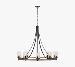 Open Box: Steffens Iron &amp; Textured Glass Chandelier (24"-48")