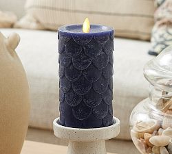 Premium Flameless Scallop Texture Pillar Candle