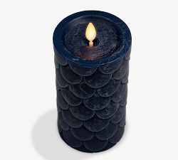 Premium Flameless Scallop Texture Pillar Candle