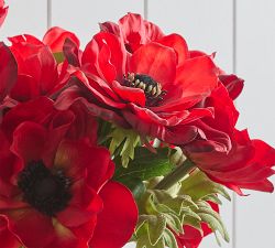 Faux Anemone Arrangement in Glass Vase
