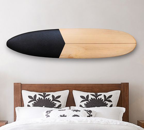 Longboard Surfboard Black Wall Art