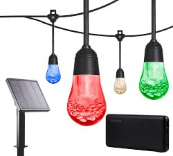 Portable Solar-Powered Color-Changing Outdoor LED String Lights