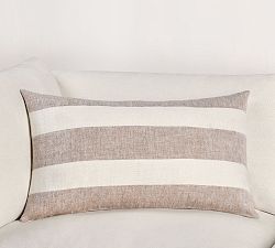 Bailly Belgian Flax Linen Striped Lumbar Pillow