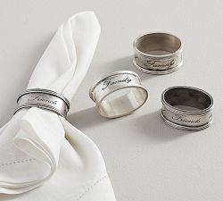Antique Silver Sentiment Napkin Rings