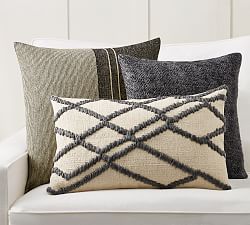 Fine Lines Charcoal Pillow Cover Set