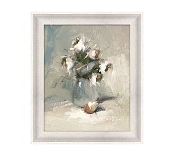 White Blooms In Pitcher Framed Print