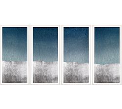 Navy and Silver Wave Framed Print