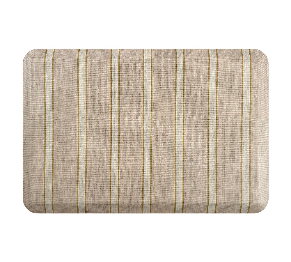 Matterly Happy Feet Ticking Striped Anti-Fatigue Mat in Cream Butter
