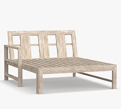 Open Box: Indio FSC&#174; Eucalyptus Outdoor Sectional, Left-Arm Double Chaise Frame - Biscotti