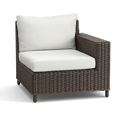 Open Box: Torrey All-Weather Wicker Square Arm Sectional Outdoor, Right-Arm Chair with Cushion - Espresso