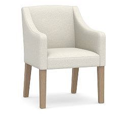 Open Box: Classic Slope Arm Upholstered Dining Armchair - Performance Boucle Oatmeal, Seadrift Legs