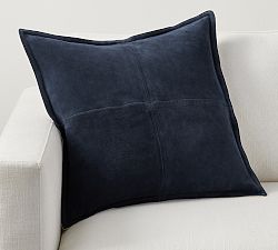 Open Box: Pieced Suede Pillow Cover, 20" - Navy