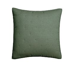 Open Box: Belgian Flax Linen Tufted Quilted Sham, Euro, Set of 3 - Cypress