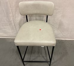 Open Box: Maison Leather Counter Height Stool - Statesville Pebble, Antique Bronze Legs