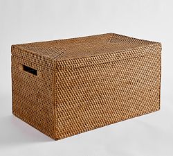 Open Box: Tava Handwoven Lidded Basket, Large (21.75"W x 12"H) - Honey