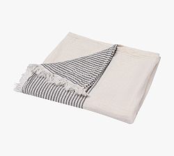 Open Box: Hanlee Turkish Cotton Striped Throw, 47" x 60" - Gray/Ivory