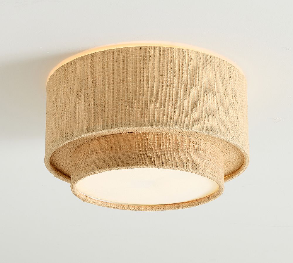 Andre Rattan Round Flush Mount (15")