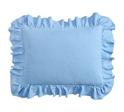 Open Box: Belgian Flax Linen Fringe Ruffle Sham, Standard, Set of 2 - Cornflower