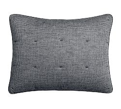 Open Box: European Linen Tufted Waffle Comforter Shams, Standard, Set of 3 - Midnight