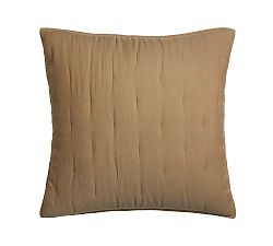 Open Box: Belgian Flax Linen Tufted Quilted Sham, Euro, Set of 2 - Toffee