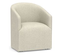 Open Box: Baldwin Upholstered Barrel Back Dining Armchair - Performance Heathered Basketweave Alabaster