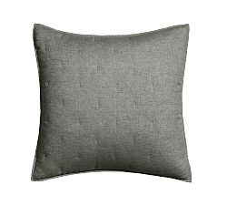 Open Box: Belgian Flax Linen Tufted Quilted Sham, Euro, Set of 3 - Charcoal