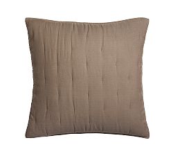 Open Box: Belgian Flax Linen Tufted Quilted Sham, Euro, Set of 2 - Café Noir