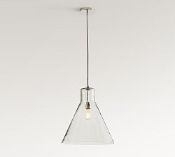 Open Box: Bridget Recycled Glass Flared Pendant, 18" - Polished Nickel
