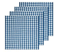 Open Box: Gingham Block Print Cotton Picnic Napkins, 20" x 20", Set of 4 - Blueberry