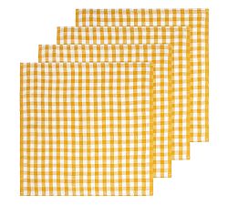 Open Box: Gingham Block Print Cotton Picnic Napkins, 20" x 20", Set of 4 - Yellow