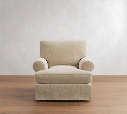 Buchanan Roll Arm Slipcovered Swivel Chair