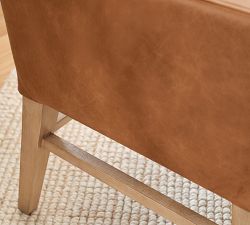 Classic Leather Dining Armchair with Stretcher