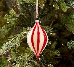 Hand Painted Red and White Onion Ornament