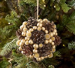 Vintage Champagne Berry &amp; Pinecone Ornament