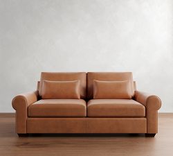 Big Sur Roll Arm Deep Seat Leather Sofa (78"&ndash;107")