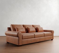 Big Sur Roll Arm Deep Seat Leather Sofa (78"&ndash;107")