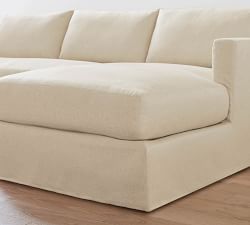 Carmel Slim Arm Slipcovered Chaise Sectional (107"&ndash;129")
