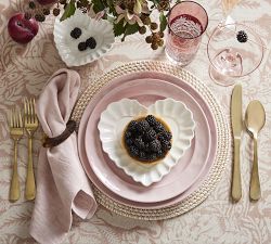 Heirloom Scalloped Heart Stoneware Appetizer Plates - Set of 4