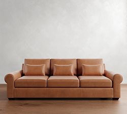 Big Sur Roll Arm Deep Seat Leather Sofa (78"&ndash;107")