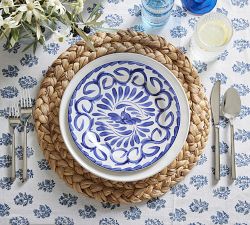 Sophia Floral Block Print Cotton Tablecloth