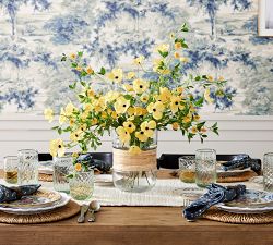 Palm Woven Rattan &amp; Glass Hurricane Candle Holder