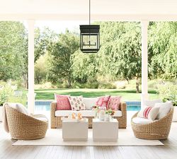 Huntington Wicker Swivel Papasan Outdoor Lounge Chair