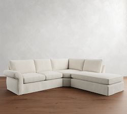 Pearce Roll Arm Slipcovered 3-Piece Bumper Sectional (133")