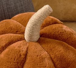 Faux Fur Pumpkin Shaped Pillow