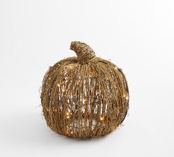 Lit Woven Pumpkin