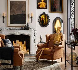 Beaded Bat Embroidered Pillow