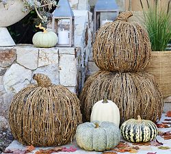 Lit Woven Pumpkin